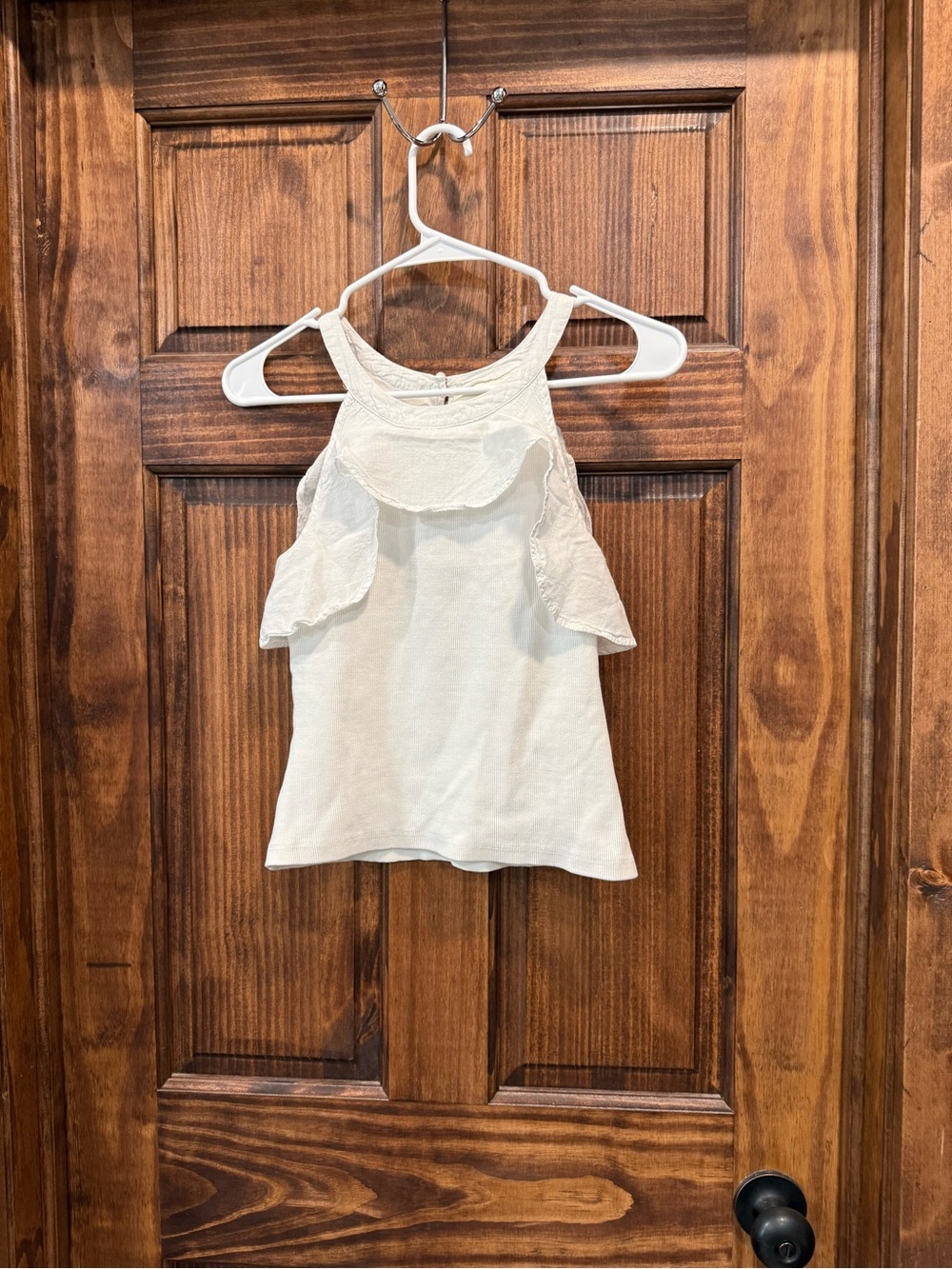 Maeve by Anthropologie Ruffled Rib Halter Tank Cream White size XS